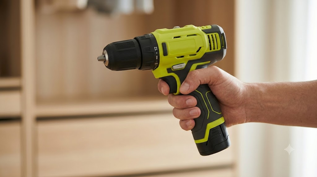 Ryobi 12V compact lithium-ion drill accentuating light assembly grip structure