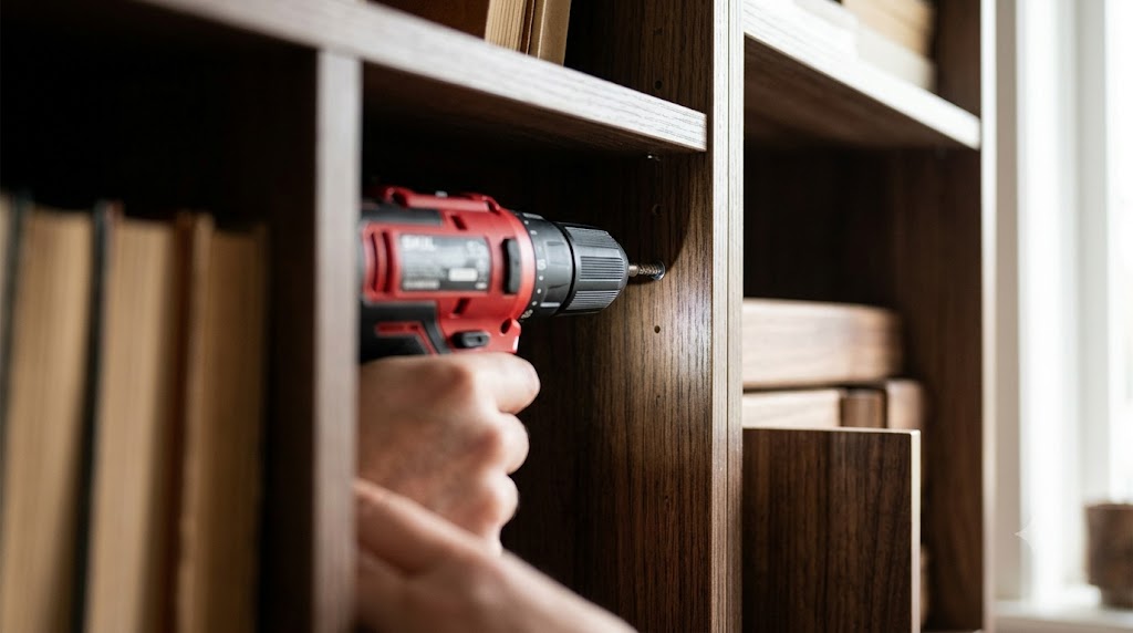 SKIL PWRCORE 12 compact drill displaying short head size profile alongside battery base